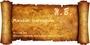 Mandák Barnabás névjegykártya